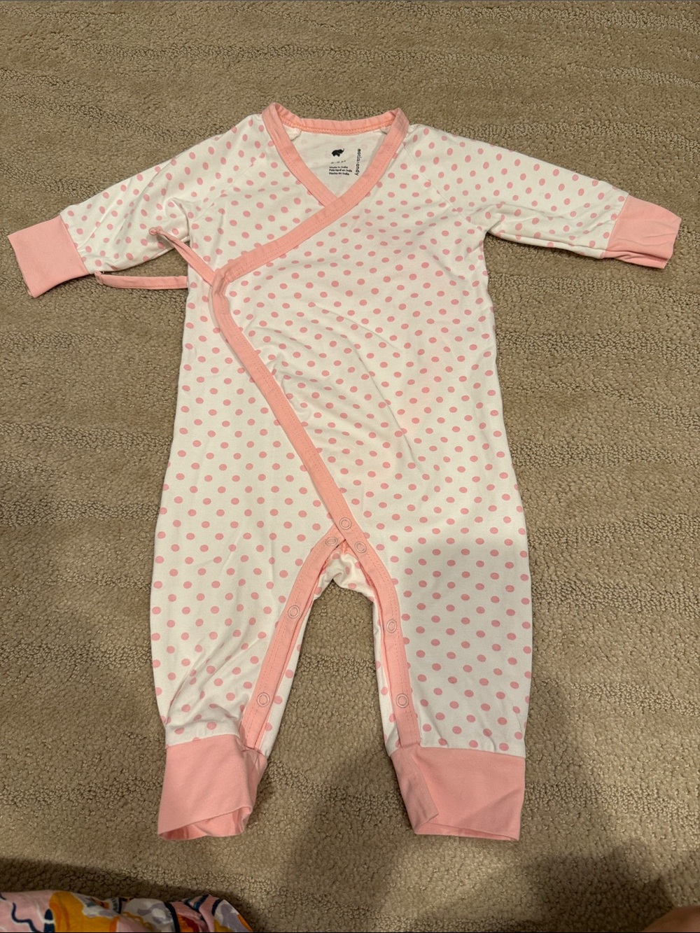 Monica and Andy Pink Polka Dot Wrap-Front Baby Bodysuit